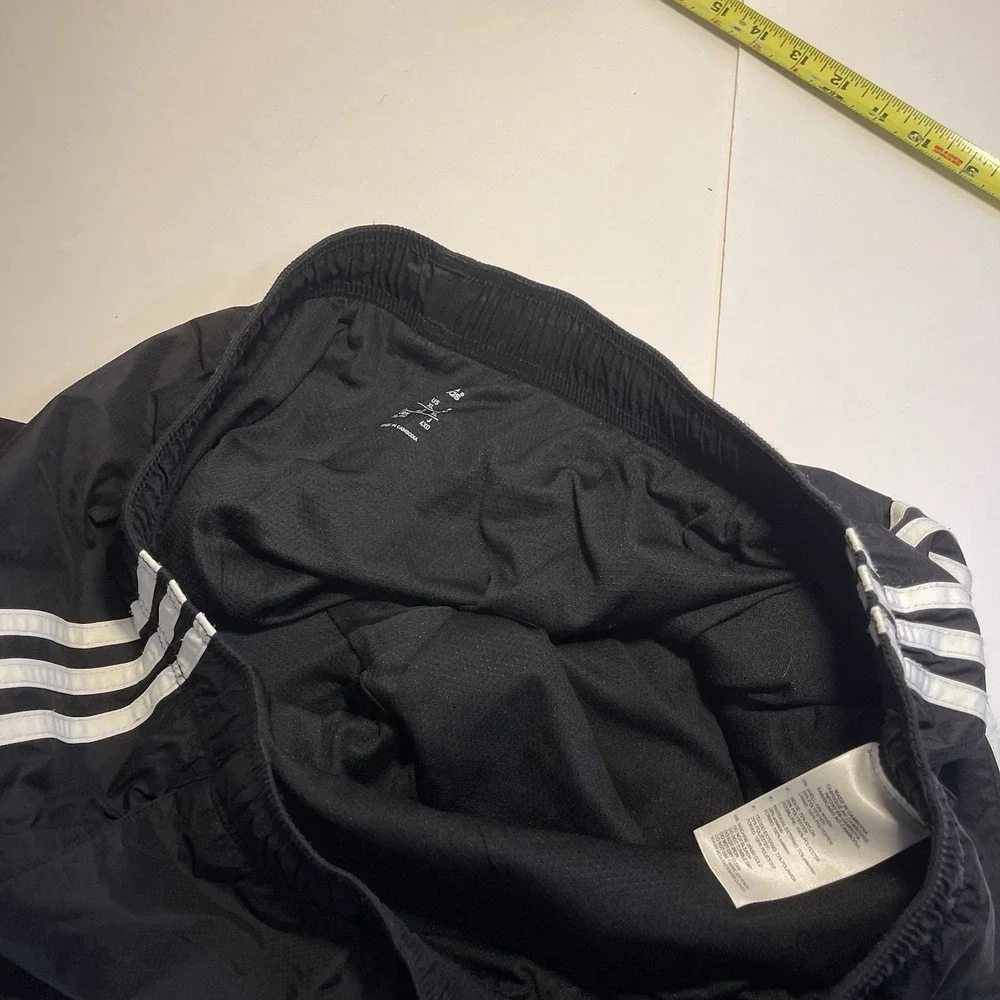 Adidas Men Track Pants Black XL Ankle Zip Lined Lightweight Logo Gym Striped